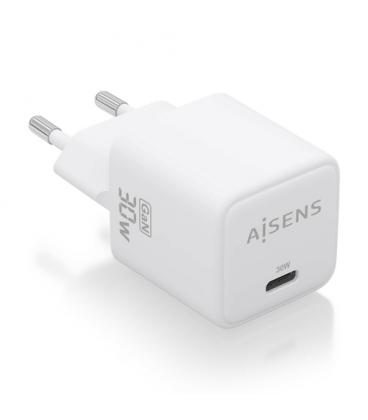 AISENS Cargador Gan 30W, 1xUSB-C PD3.0 QD4.0, Blanco