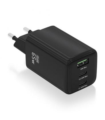 AISENS Cargador Gan 65W, 2xUSB-C PD3.0 QC4.0, 1xUSB-A QC3.0, Negro