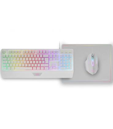 Pack gaming mars gaming mcp124/ teclado h-mech + ratón óptico + alfombrilla/ blanco