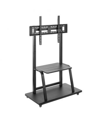 AISENS Soporte de suelo ECO con ruedas, bandeja para DVD para Monitor/TV 150Kg de 37-100, Negro