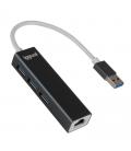 Iggual hub usb-a 3 puertos usb 3.0 + rj45 gigabit