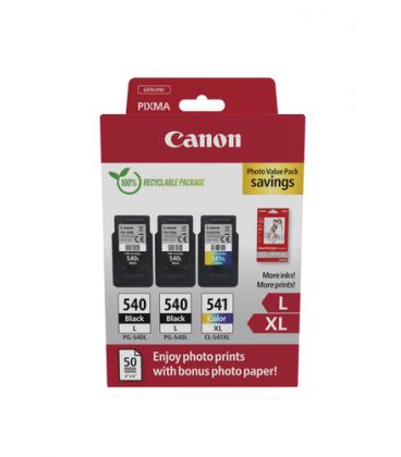 Cartucho de Tinta Original Canon PG-540L + CL-541 XL Multipack Alta Capacidad/ 2x Negro/ Tricolor + Papel Fotográfico