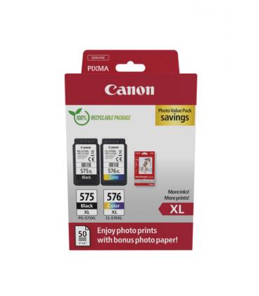 Cartucho de Tinta Original Canon PG-575XL + CL576XL Multipack Alta Capacidad/ Negro/ Tricolor + Papel Fotográfico