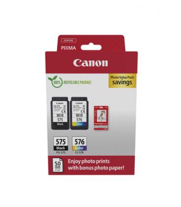 Cartucho de Tinta Original Canon PG-575 + CL-576 Multipack/ Negro/ Tricolor + Papel Fotográfico