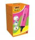 Caja de marcadores fluorescentes bic highlighter flat neón/ 12 unidades/ rosas