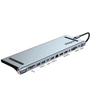 Nilox docking station usb-c, 12 puertos gris