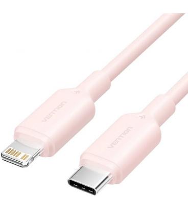 Cable usb 2.0 tipo-c lightning vention lakph/ usb tipo-c macho - lightning macho/ hasta 27w/ 480mbps/ 2m/ rosa