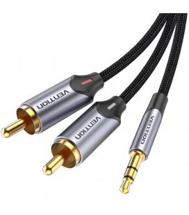 Cable audio vention bcnbg/ 2x rca macho - jack 3.5 macho/ 1.5m/ gris