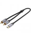 Cable conversor vention bguhg/ 2x rca macho - usb tipo-c macho/ 1.5m/ gris