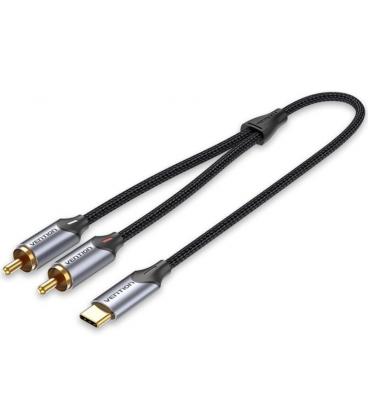 Cable conversor vention bguhi/ 2x rca macho - usb tipo-c macho/ 3m/ gris