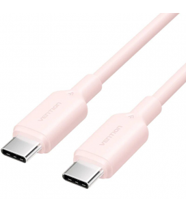 Cable usb 2.0 tipo-c 3a vention trcpf/ usb tipo-c macho - usb tipo-c macho/ hasta 60w/ 480mbps/ 1m/ rosa