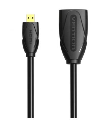 Cable alargador micro hdmi 4k vention abbbf/ micro hdmi macho - hdmi hembra/ 1m/ negro