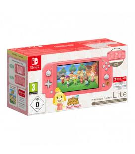 Consola nintendo switch lite coral + animal crossing new horizons + 12 meses nintendo switch online