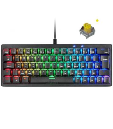 Teclado gaming mecánico mars gaming mkminipro/ switch amarillo/ negro