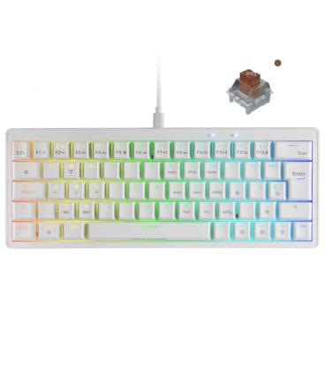 Teclado gaming mecánico mars gaming mkminipro/ switch marrón/ blanco