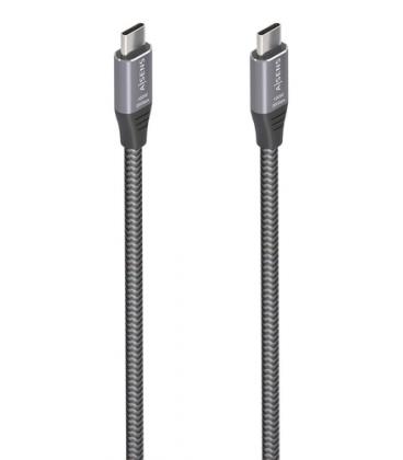 Cable USB 3.2 Tipo-C Aisens A107-0875/ USB Tipo-C Macho - USB Tipo-C Macho/ Hasta 100W/ 20Gbps/ 3m/ Gris