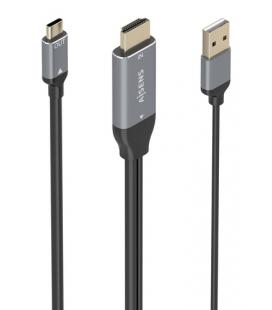 Cable Conversor Aisens A109-0871/ HDMI Macho/ USB Macho - USB Tipo-C Macho/ 1.8m/ Negro