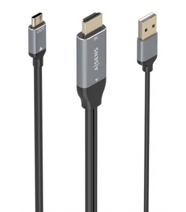 Cable Conversor Aisens A109-0871/ HDMI Macho/ USB Macho - USB Tipo-C Macho/ 1.8m/ Negro