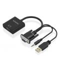 AISENS Cable conversor SVGA+Audio a HDMI, SVGA/M+Jack 3.5/M+USB-A/M-HDMI A/H, Negro, 20cm