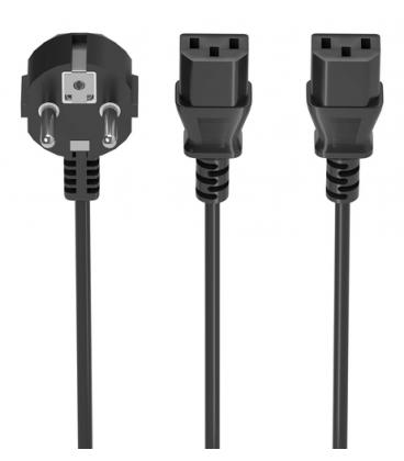 AISENS Cable Alimentacion CPU, CEE7/M-2xC13/H, Negro, 1.8M