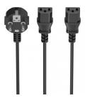 AISENS Cable Alimentacion CPU, CEE7/M-2xC13/H, Negro, 1.8M