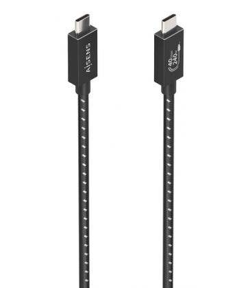 Cable USB 4.0 Tipo-C Aisens A156-0866/ USB Tipo-C Macho - USB Tipo-C Macho/ Hasta 240W/ 40Gbps/ 50cm/ Gris