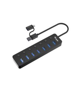 Hub Equip USB Tipo A + Adaptador USB Tipo C 7 En 1