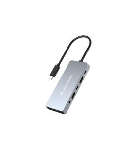 Conceptronic DONN22G base para portátil y replicador de puertos Alámbrico USB 3.2 Gen 2 (3.1 Gen 2) Type-C Gris