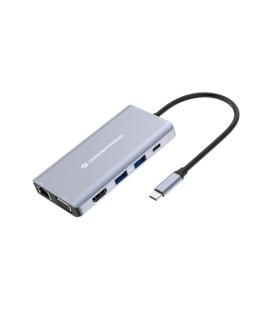 Conceptronic DONN20G base para portátil y replicador de puertos Alámbrico USB 3.2 Gen 1 (3.1 Gen 1) Type-C Gris