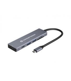 Conceptronic DONN23G base para portátil y replicador de puertos Alámbrico USB 3.2 Gen 1 (3.1 Gen 1) Type-C Gris