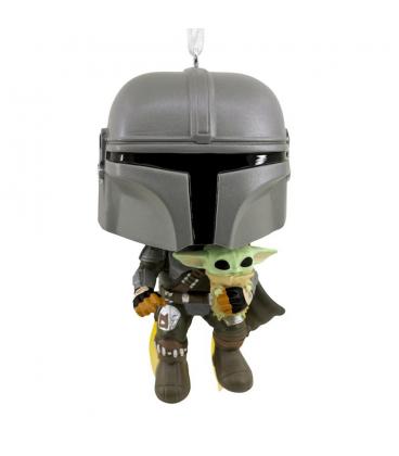 Adorno de navidad funko star wars mandaloriano & grogu figura de resina