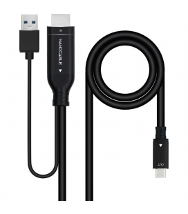 Cable displayport nanocable 10.15.4354/ displayport macho - usb macho/ usb tipo-c macho/ 1.8m/ negro