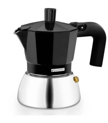 Cafetera italiana monix induction inox m863003/ 3 tazas/ negra