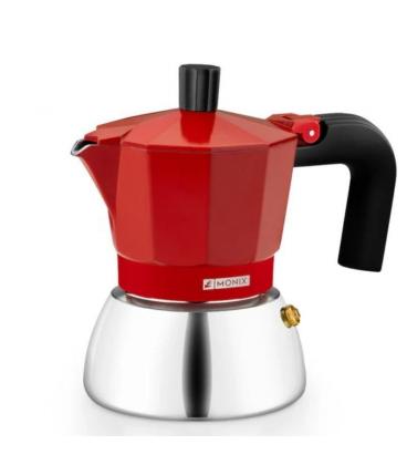 Cafetera italiana monix induction inox m863103/ 3 tazas/ roja