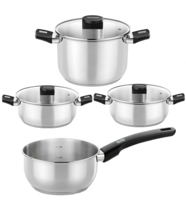 Pack batería de cocina elite monix m240001/ cazo ø14cm/ ollas ø24cm/ cacerolas ø20 - 24cm/ acero inoxidable/ apta para inducción