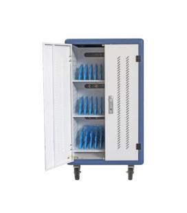 Armario rack de seguridad phask montado con ruedas goma - 30 compart. para portatil - tablet y smartphone branco - azul