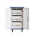 Armario rack de seguridad phask montado con ruedas goma - 30 compart. para portatil - tablet y smartphone branco - azul