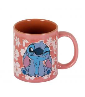 Taza karactermania disney stitch flores rosas