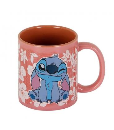 Taza karactermania disney stitch flores rosas