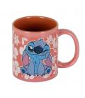 Taza karactermania disney stitch flores rosas