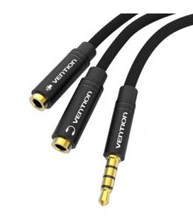 Cable estéreo vention bbmby/ jack 3.5 macho - 2x jack 2.5 hembra/ 30cm/ negro