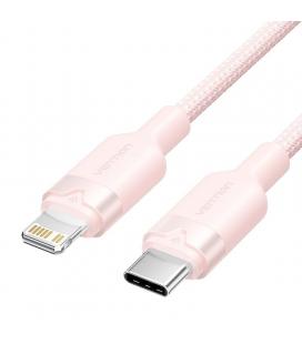 Cable usb tipo-c lightning vention lalpf/ usb tipo-c macho - lightning macho/ 27w/ 480mbps/ 1m/ rosa