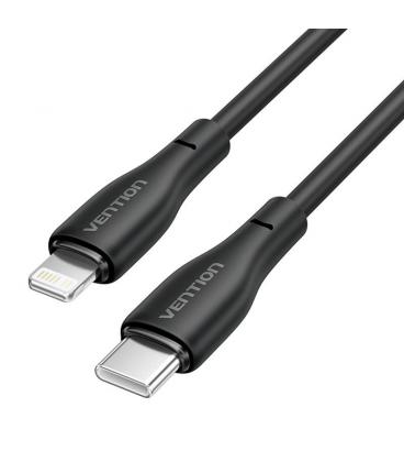 Cable usb tipo-c lightning vention h28bf/ usb tipo-c macho - lightning macho/ 27w/ 480mbps/ 1m/ negro