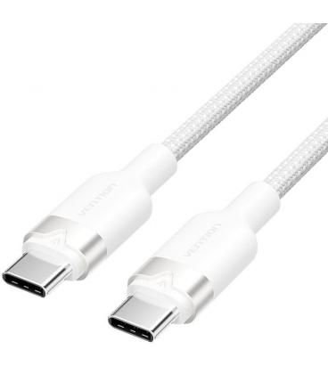 Cable usb 2.0 tipo-c 3a vention trdwf/ usb tipo-c macho - usb tipo-c macho/ hasta 60w/ 480mbps/ 1m/ blanco