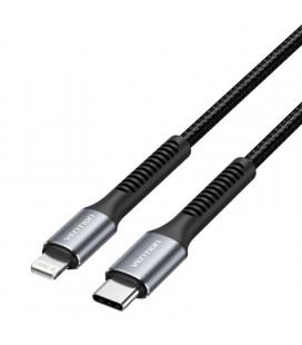 Cable usb tipo-c lightning vention h16bf/ lightning macho - usb tipo-c macho/ 27w/ 480mbps/ 1m/ negro