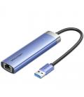 Hub usb 3.0 vention tgfsb/ 3xusb/ 1xrj45/ 1xusb tipo-c pd