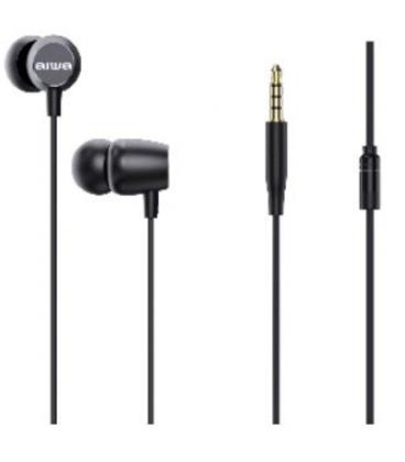 Auriculares intrauditivos aiwa estm-20bk/ con micrófono/ jack 3.5/ negros