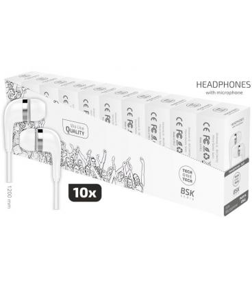 Pack 10 auriculares intrauditivos tech one tec2955/ con micrófono/ jack 3.5/ blancos