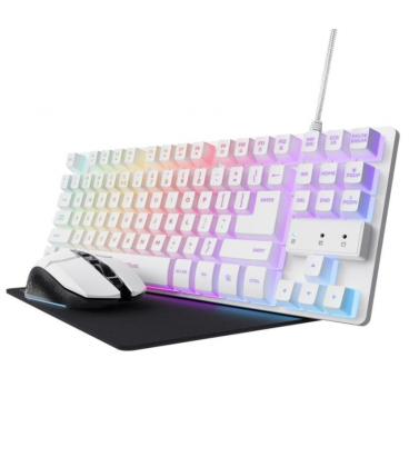 Pack gaming trust gaming gxt 794w/ teclado rgb + ratón rgb + alfombrilla