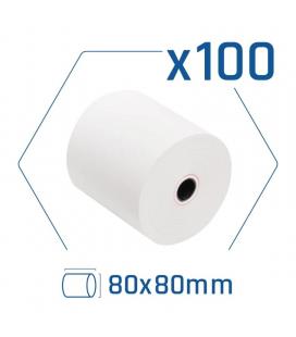 Pack 100 rollos papel térmico sin bpa 80x80mm